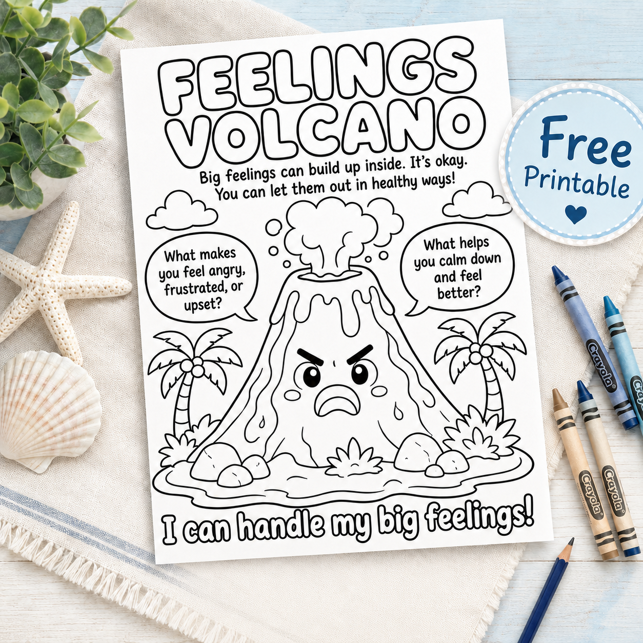 Feelings Volcano – Free Printable Anger Management Activity for Kids