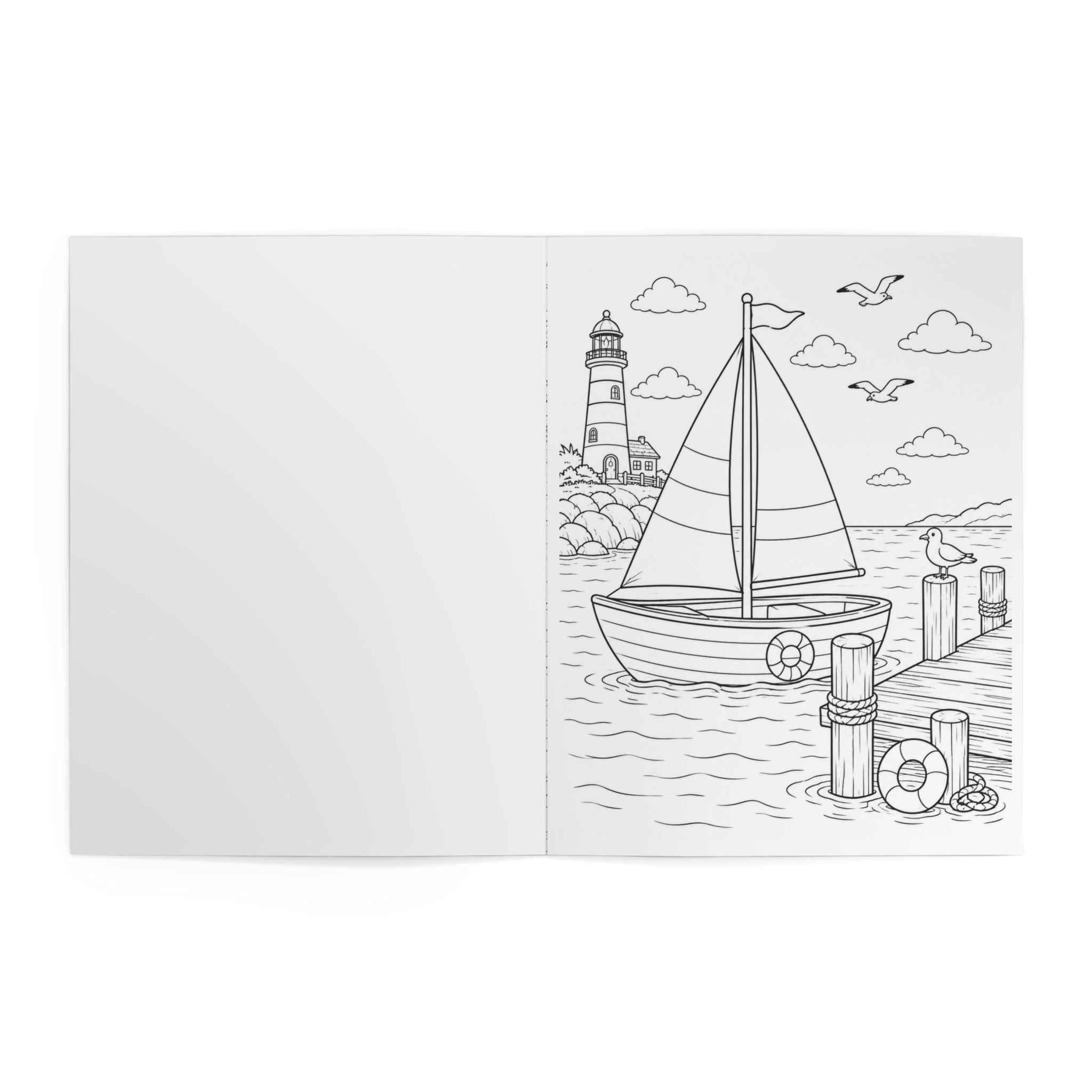 Blue Harbor Adventures Coastal Kids Coloring Book — 24 Pages of Lighthouses, Sea Animals & Boats