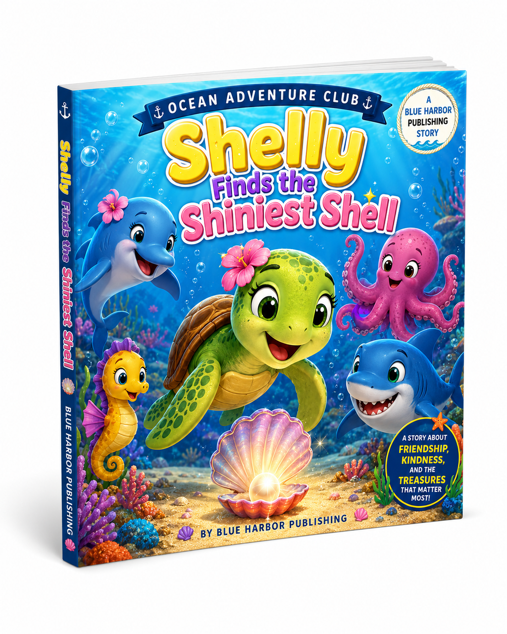 Shelly Finds the Shiniest Shell is a gentle bedtime story eBook about friendship and kindness, starring Shelly the sea turtle. Perfect for preschool read-aloud, homeschool story time, and children's book collections ages 3-7. Instant digital download in printable eBook PDF format.