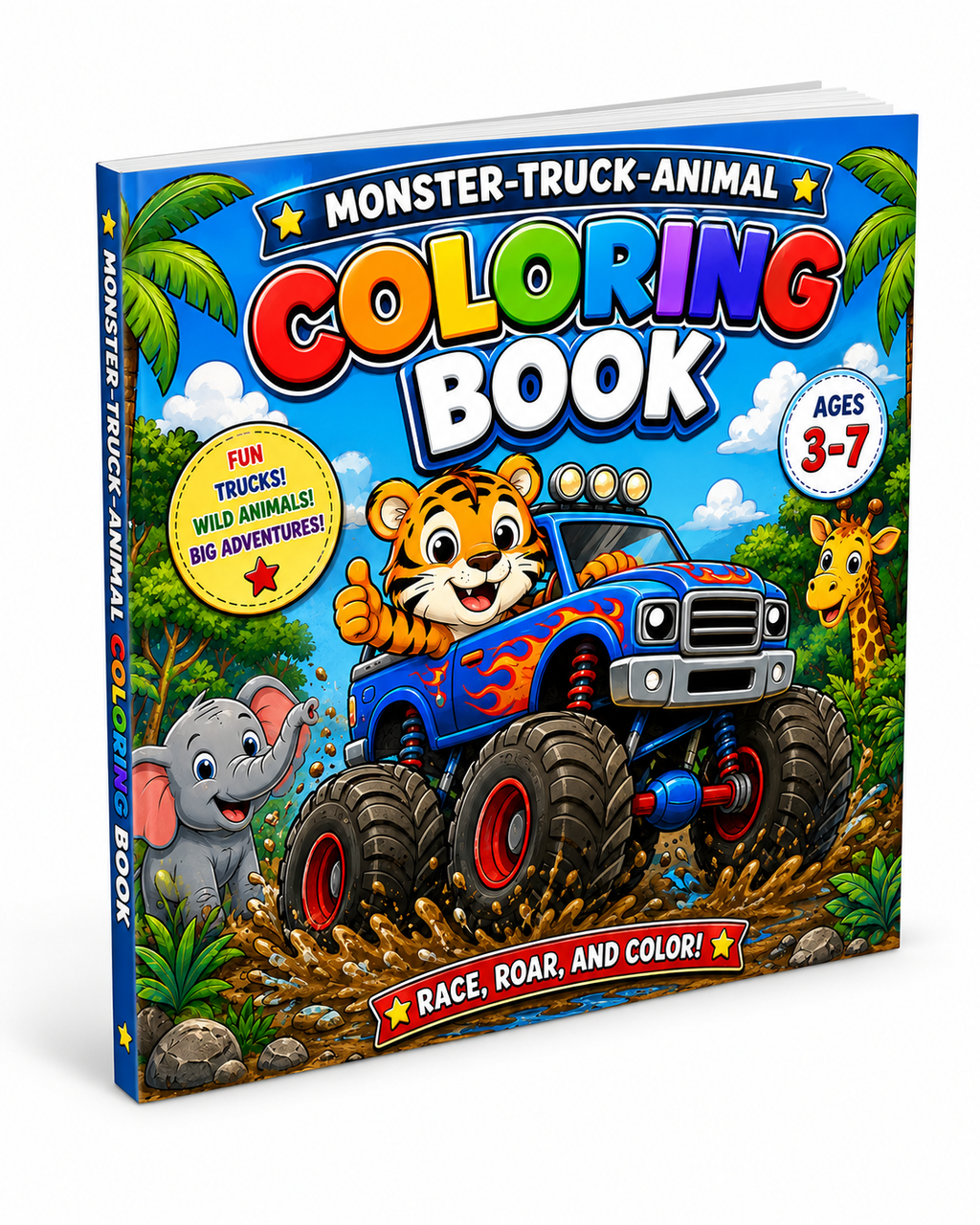 Rev up creativity with this monster truck coloring book for kids ages 3-7. Packed with bold, easy-to-color truck designs, it's a screen-free activity great for road trips, classroom fun, and homeschool printables. Instant digital download — print unlimited pages at home.